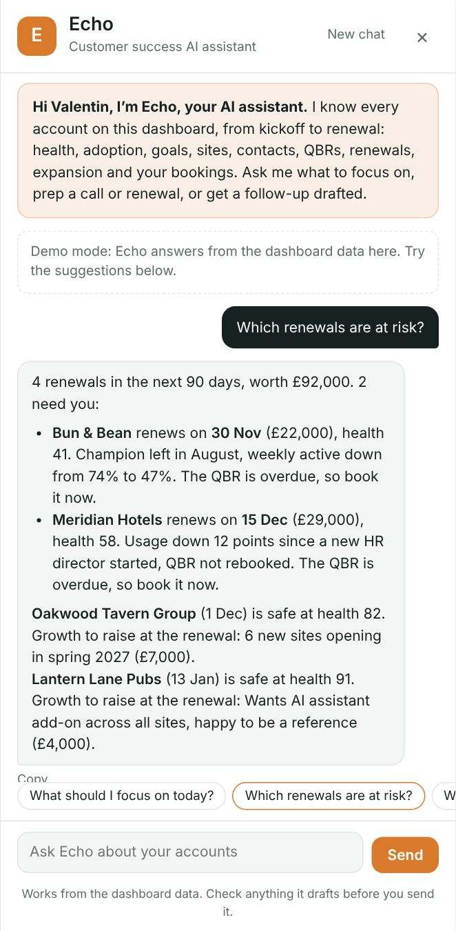 Echo assistant answering which renewals are at risk